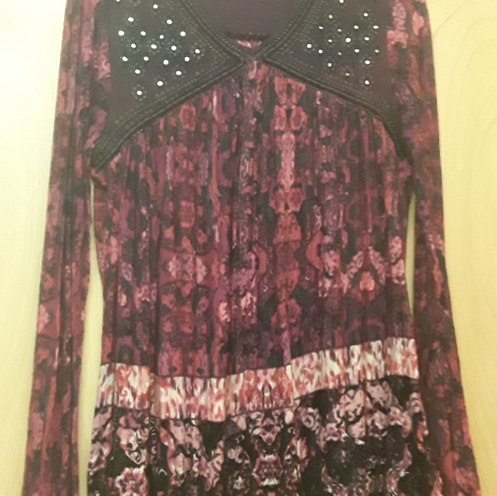 Red Boho Peasant Top Vintage America